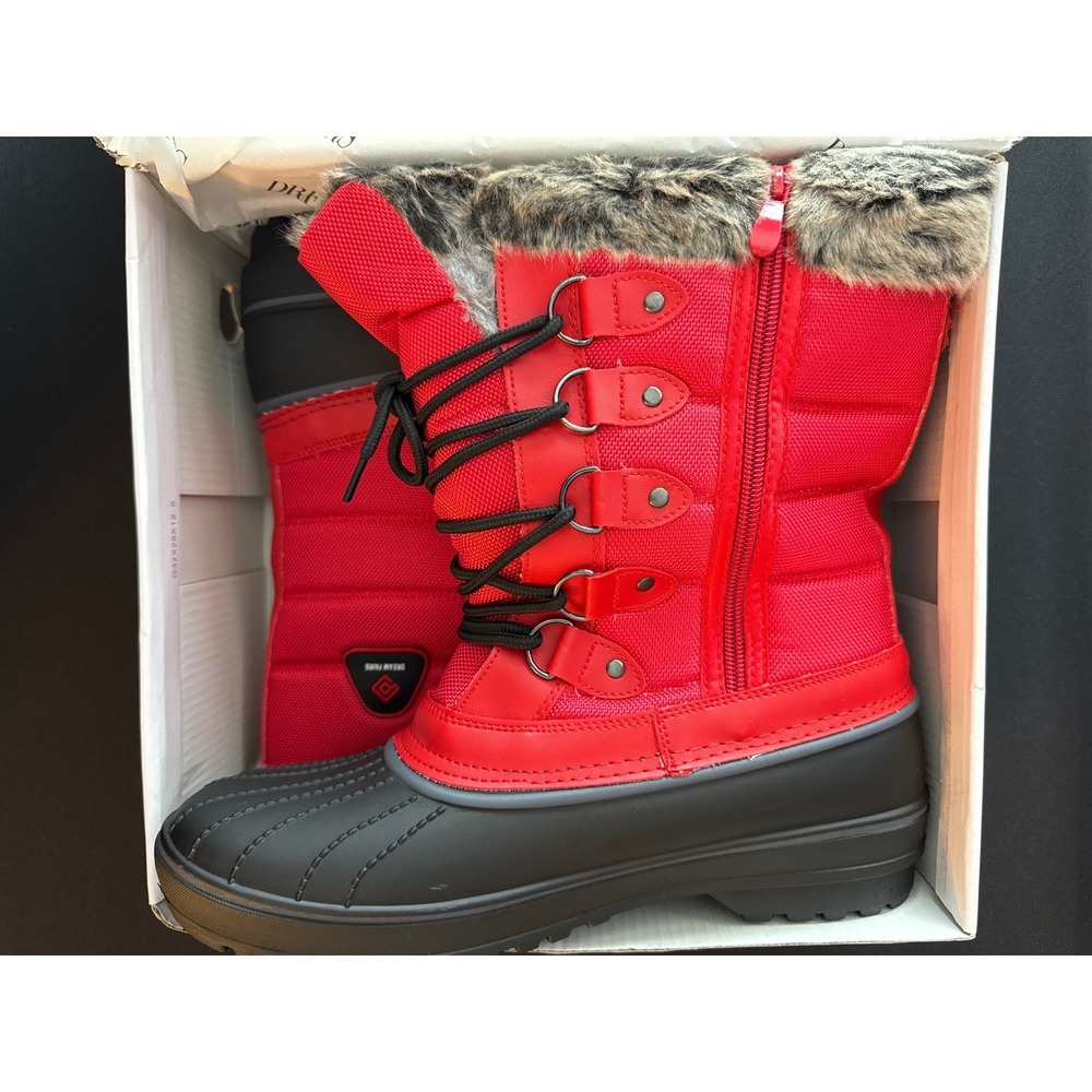 Dream Pairs DP-CANADA Red Black Faux Fur Lined Winter Snow Boots Womens 10 NEW - Picture 4 of 16
